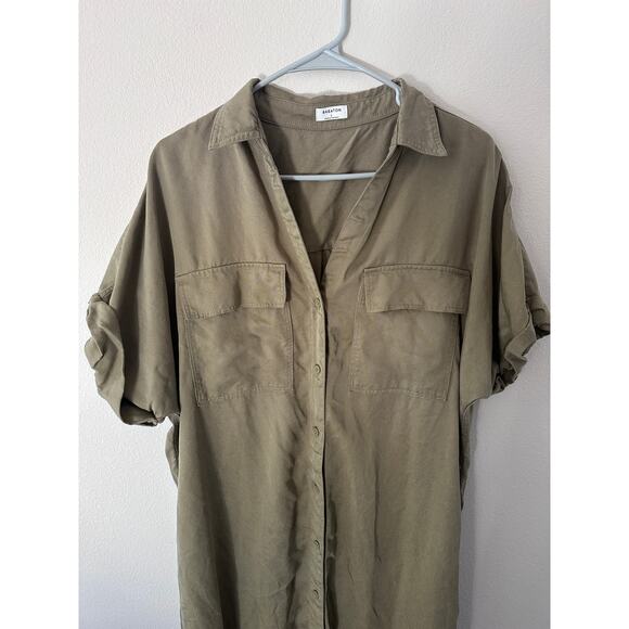 Babaton Aritzia womens Network Dress grunge green utility button down size L - Picture 4 of 9